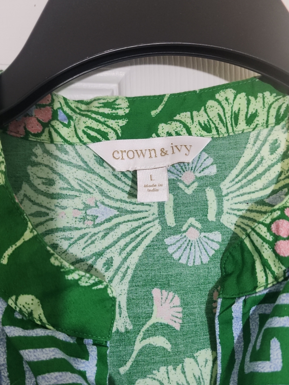 Crown And Ivy Green And Blue Print Dress Size L - Picture 2 of 12